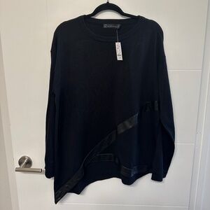 ny&co sweaters black, on the front leather straps, 100% acrylic, long sleeves